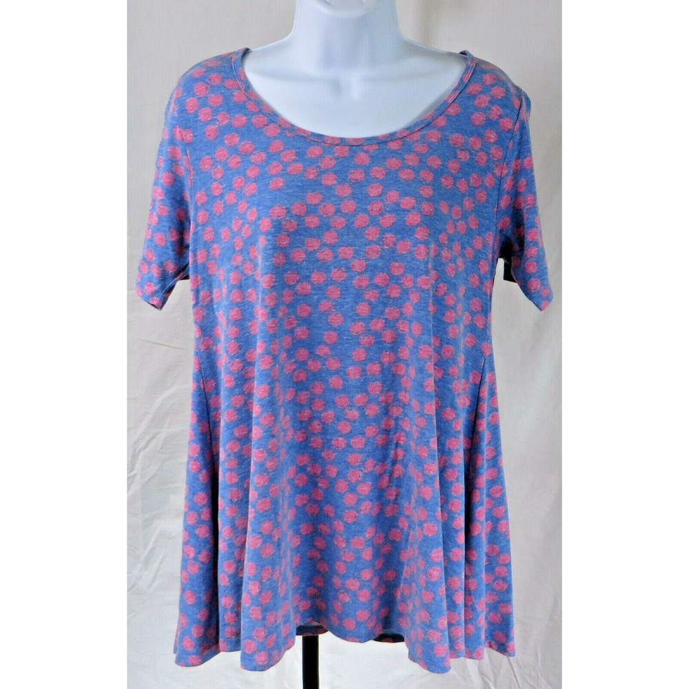 Womens Lularoe Polka Dot Tunic Top Tshirt Blue Pink Simply Comfortable XS‎